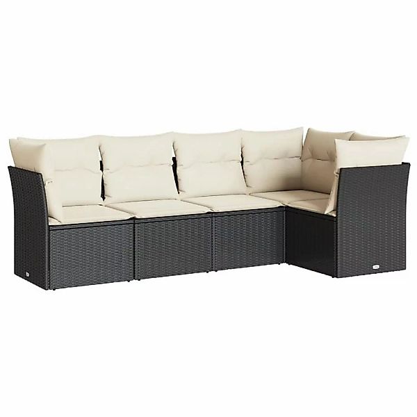 vidaXL 5-tlg Garten-Sofagarnitur mit Kissen Schwarz Poly Rattan Modell 59 günstig online kaufen