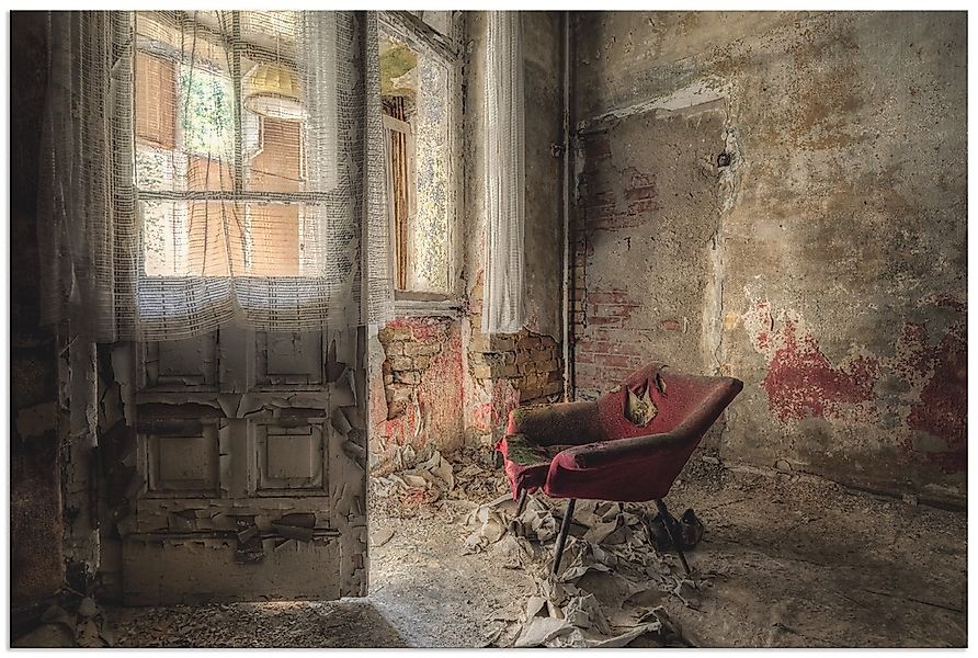 Artland Wandbild "Lost Place - roter Sessel I" Innenarchitektur 1 Stk. tlg. günstig online kaufen