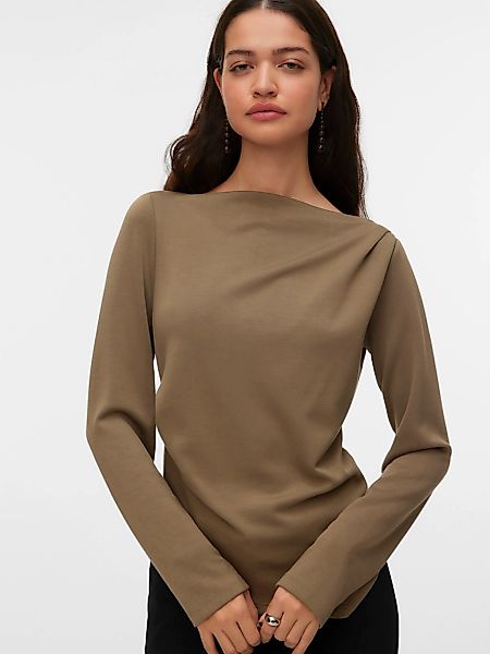 Vero Moda Langarmshirt "VMMILLE LS BOATNECK SHORT TOP JRS NOOS" Materialmix günstig online kaufen