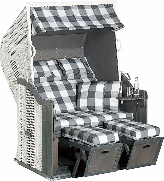 Natur24 Gartenstrandkorb Rustikal 255 Plus 2-Sitzer Grau günstig online kaufen