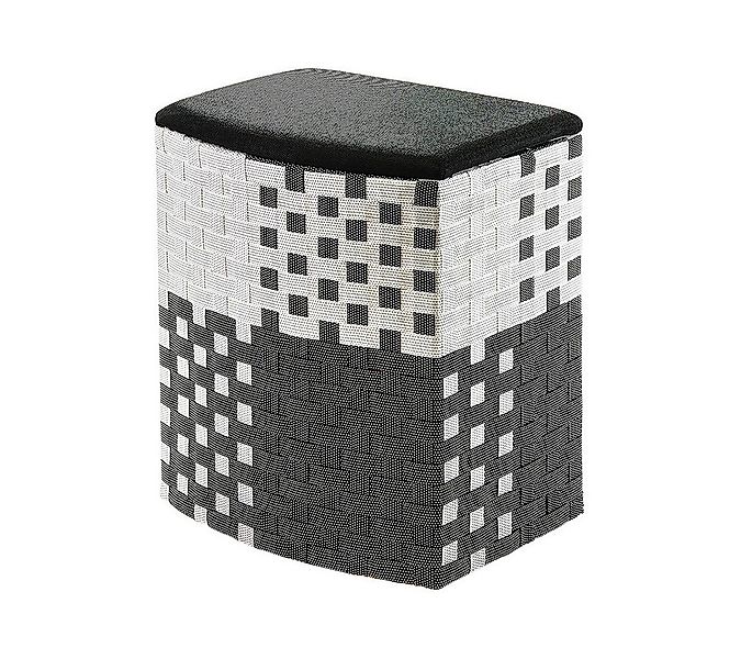 Kobolo Wäschekorb Wäschebehälter - Nylon - schwarz-weiß - 44x32x52cm (mit D günstig online kaufen