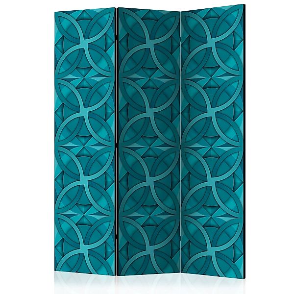 3-teiliges Paravent - Geometric Turquoise [room Dividers] günstig online kaufen