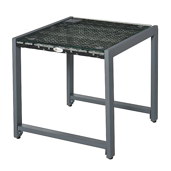 Outsunny Gartentisch Polyrattan Gartentisch mit Hartglas günstig online kaufen