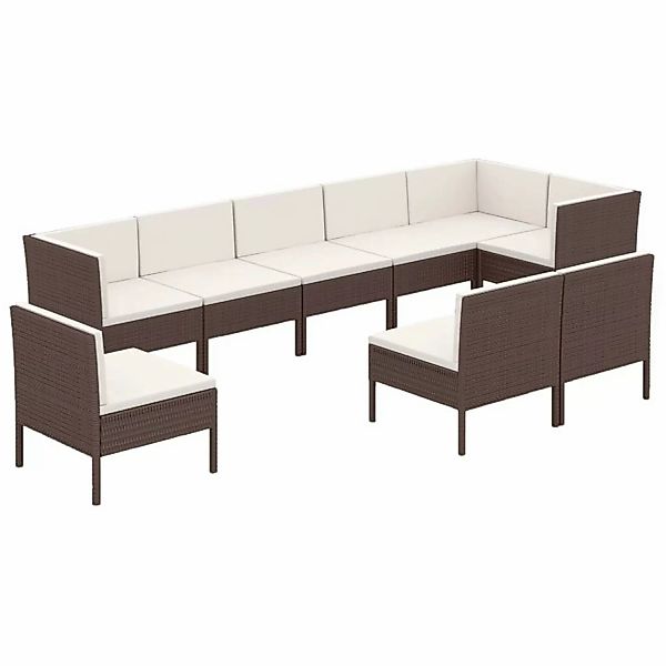 9-tlg. Garten-lounge-set Mit Auflagen Poly Rattan Braun günstig online kaufen