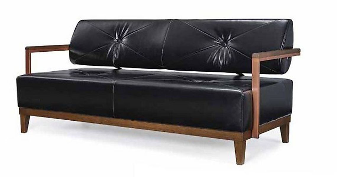 JVmoebel Sofa Ledersofa Sofa 3 Sitzer Couch Schwarz Design Modern Wartezimm günstig online kaufen