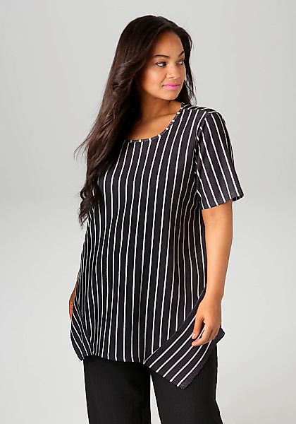 Aniston PLUS Blusenshirt, mit dezenter Streifenlook Struktur günstig online kaufen