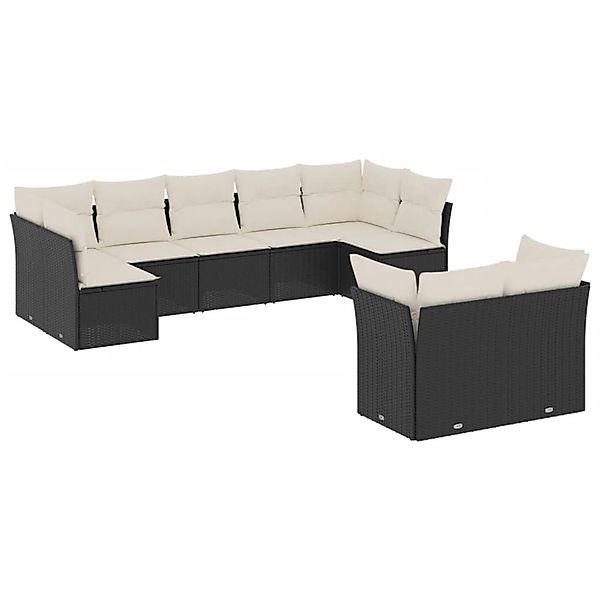 vidaXL 9-Tlg Garten-Sofagarnitur mit Kissen Schwarz Poly Rattan 3218146 günstig online kaufen