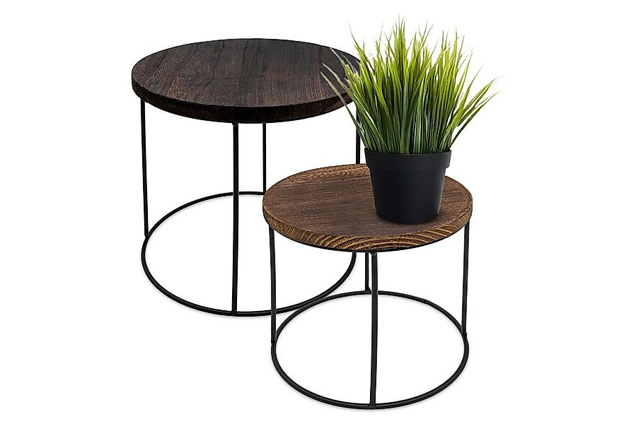 Spetebo Blumenhocker Blumenhocker 2-teilig mit dunkler Tischplatte (Set, 2 günstig online kaufen