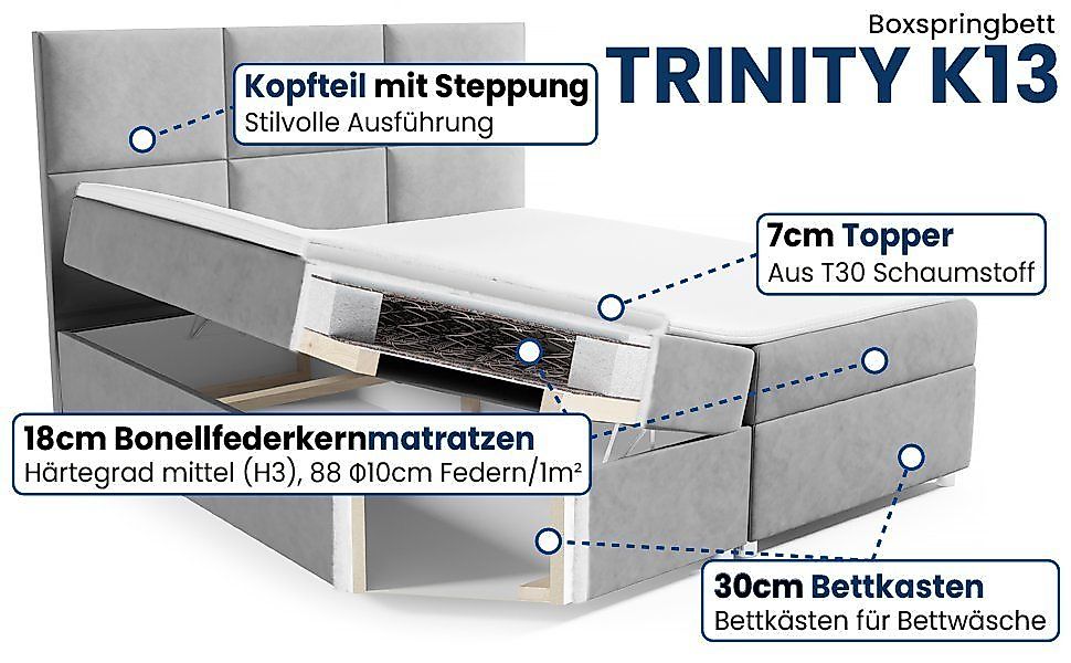 Best for Home Boxspringbett mit Bettkasten Trinity K-13 Bonellfederkern ink günstig online kaufen
