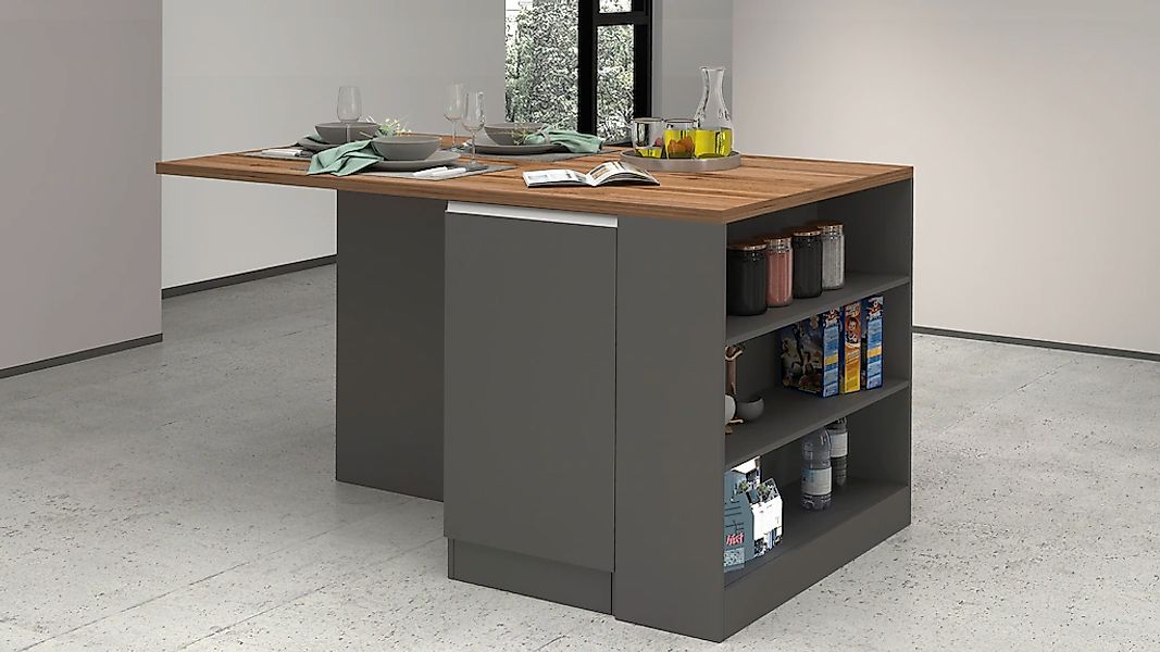 KOCHSTATION Kücheninsel »KS-Sole«, Breite 160 cm, 2 Türen, 4 offene Fächer günstig online kaufen