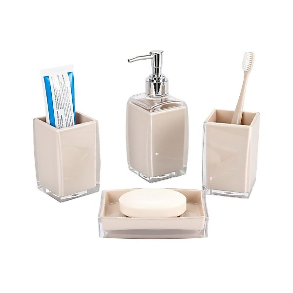 Cheffinger Badaccessoire-Set 4-teilig, Seifenspender, Zahnbürstenhalter, Sc günstig online kaufen