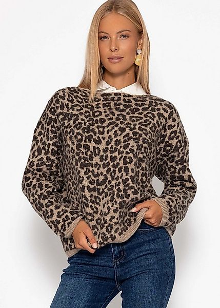 SASSYCLASSY Strickpullover Pullover mit Leo-Muster für Damen Weicher Strick günstig online kaufen