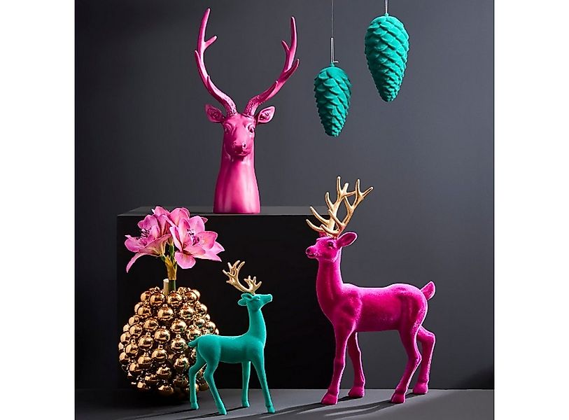 Macosa Home Dekofigur Deko Rentier stehend Grün Türkis od. Magenta 24 cm (W günstig online kaufen
