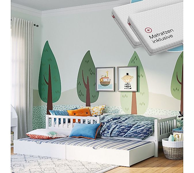 Bellabino Kinderbett Vils mit Lattenrost und Rausfallschutz 90x200 cm (weiß günstig online kaufen