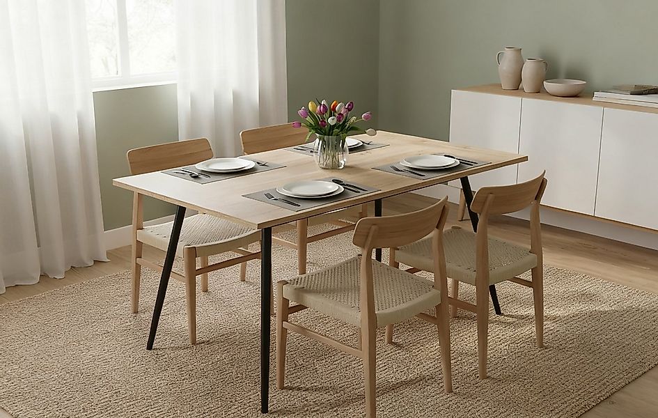 B&D home Esstisch LIO, Metallgestell schwarz oder weiß, ausziehbar, 4-6 Per günstig online kaufen