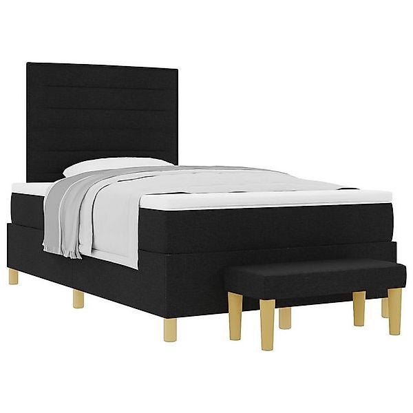 vidaXL Bett Boxspringbett mit Matratze & Bank Schwarz 120 x 190 cm Stoff (2 günstig online kaufen
