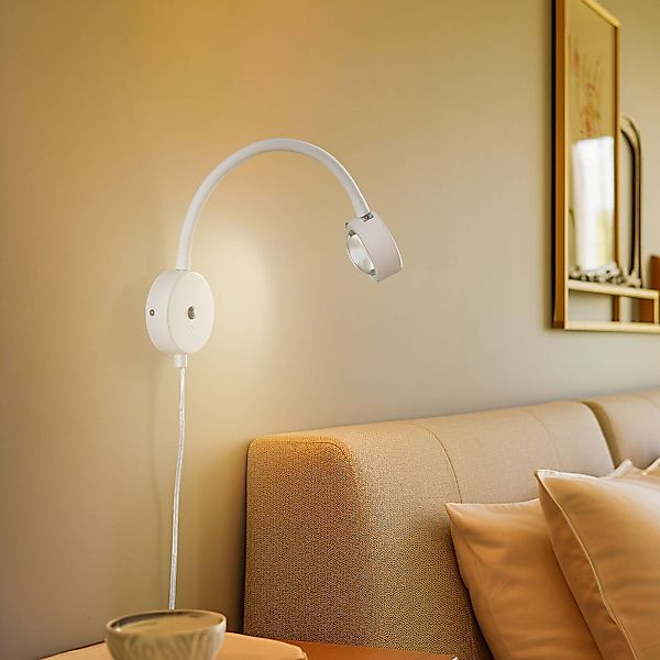 Lindby Wandleuchte Jyla, weiß, Linse, 4.200 K, GX53, Flexarm günstig online kaufen