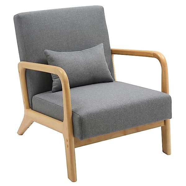 DELUKE Lounger Sessel DUBAI Holz Hellgrau 64x80x74cm Loungesessel Wohnzimme günstig online kaufen