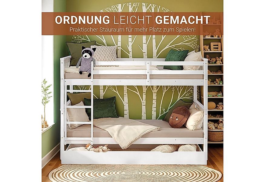 Homestyle4u Etagenbett 90x200 für 2 Kinder Weiß Doppelstockbett Leiter Hoch günstig online kaufen