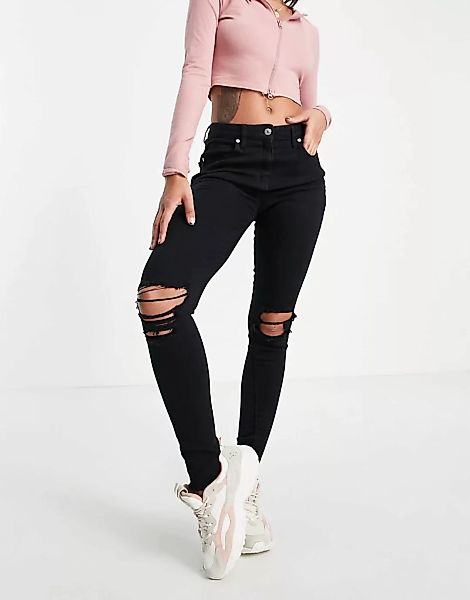 Parisian – Enge Jeans in Schwarz mit Zierrissen günstig online kaufen
