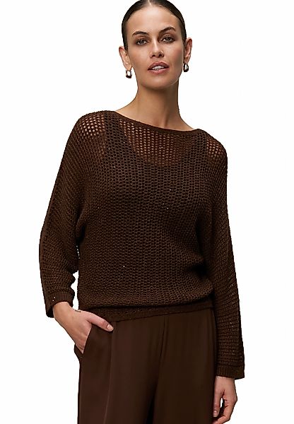 Zero Strickpullover "zero Lochstrick-Pullover mit Glitzersteinen", (1 tlg.) günstig online kaufen