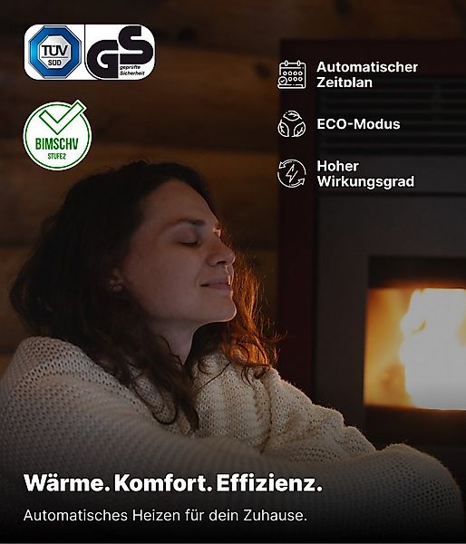 UMBRELLA Pelletofen PR8 Schwarz 9kW – Raumheizung bis 220 m³ – automatische günstig online kaufen