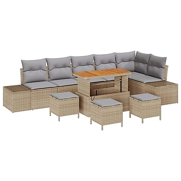 vidaXL Garten-Sofa-Set mit Kissen 10-Tlg Beige Poly Rattan 3362812 günstig online kaufen