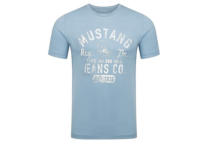 MUSTANG T-Shirt Herren Printshirt Regular Fit (1-tlg) Kurzarm Tee Shirt mit günstig online kaufen