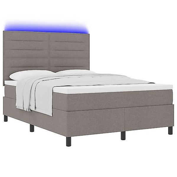 vidaXL Bett Boxspringbett mit Matratze & LED Taupe 140x190 cm Stoff (1-tlg) günstig online kaufen