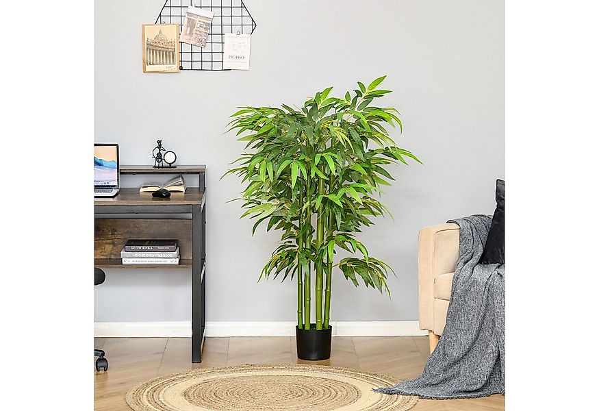 Kunstpflanze groß 140 cm Plastik künstliche Pflanzen im Topf Bambus, HOMCOM günstig online kaufen