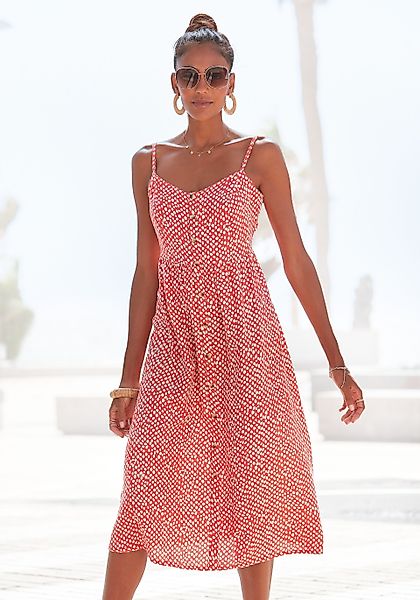 LASCANA Sommerkleid aus Leinenmix, Midikleid, Strandkleid, günstig online kaufen