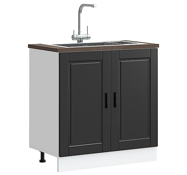 vidaXL Schrankmodule Spülenunterschrank Porto Schwarz 80x46x81,5 cm Holzwer günstig online kaufen