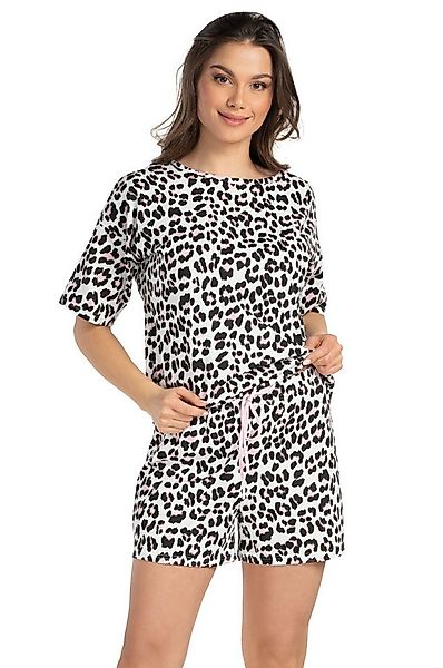 Mademoiselle Sommeil Shorty Schlafanzug mit Allover Animal-Print in Schwarz günstig online kaufen
