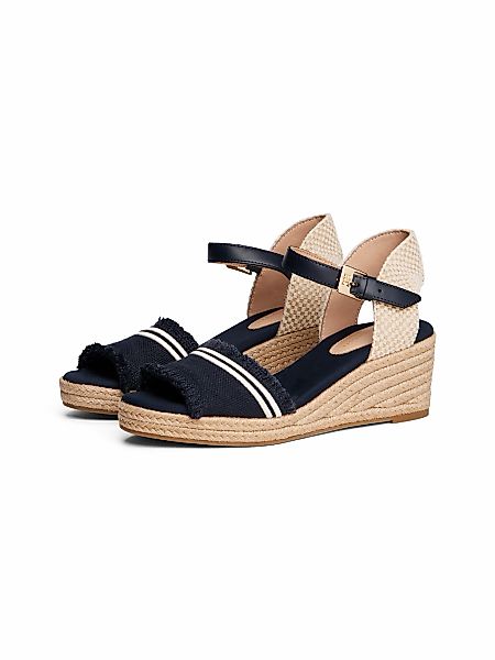 Tommy Hilfiger FRINGE CANVAS MEDIUM WEDGE Keilsandalette, Plateau, Sommersc günstig online kaufen