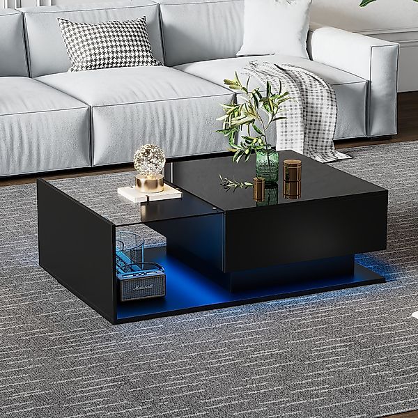 HAUSS SPOLE Couchtisch Hochglanz mit Glasplatte günstig online kaufen