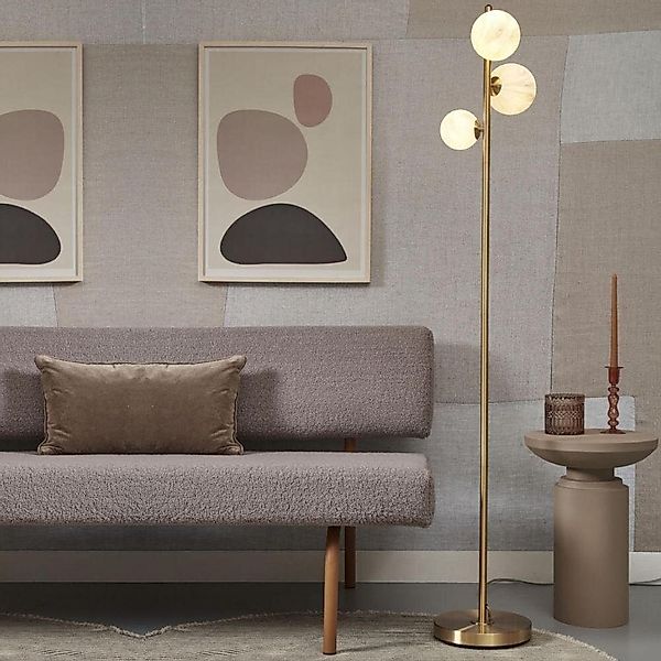 Stehleuchte Carrara in Weiß und Gold G9 3-flammig günstig online kaufen