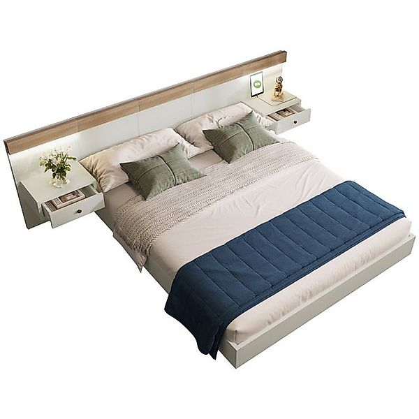 Gotagee Holzbett Doppelbett Schwebebett Nachttisch Stauraum Flachbett Jugen günstig online kaufen