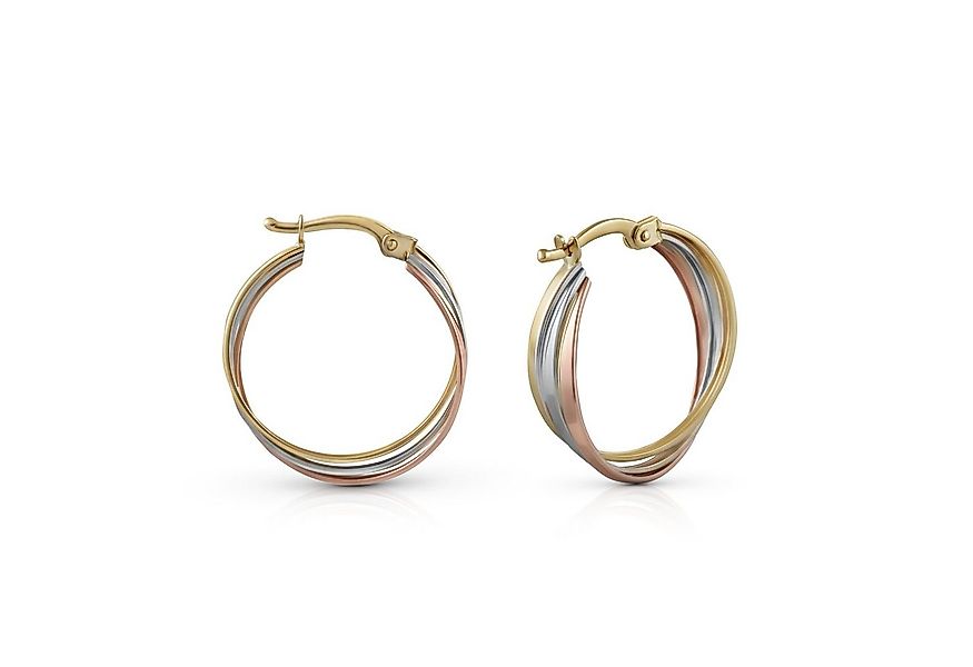 Fascination by Ellen K. Paar Creolen Gold 585 dreifarbig 20mm Durchmesser günstig online kaufen