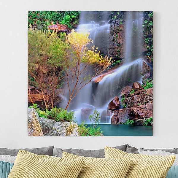 Leinwandbild Wasserfall - Quadrat Summer Fairytale günstig online kaufen