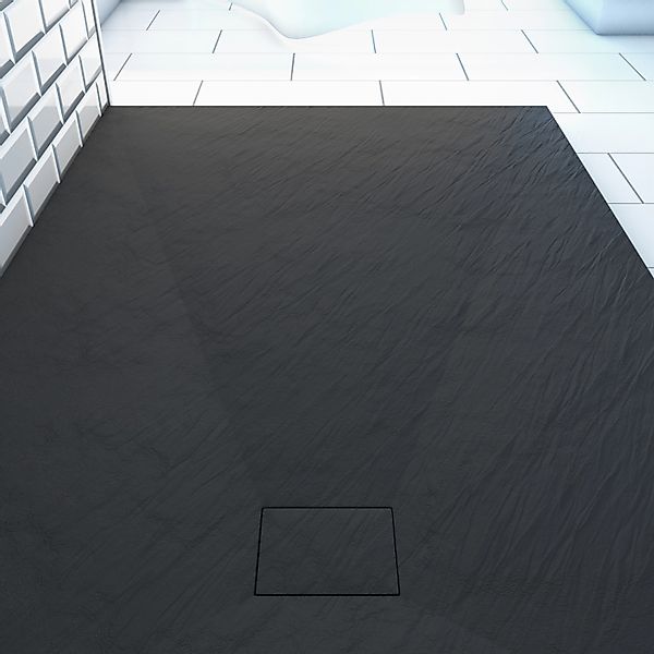 Aurlane Duschwanne Extraflach Stone Rechteck 140 cm x 90 cm Anthrazit günstig online kaufen