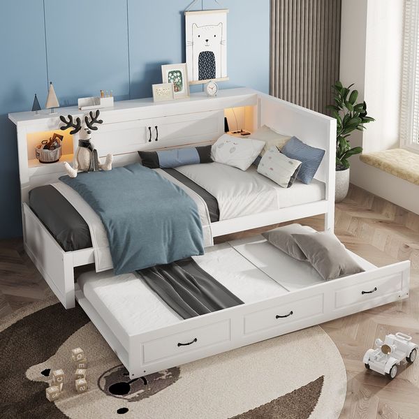 Flieks Daybett, LED Tagesbett Kinderbett 90x200cm, günstig online kaufen