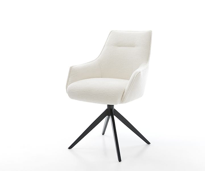 Drehstuhl Alja-Flex mit Armlehnen Bouclé Soft Beige Kreuzgestell breit Schw günstig online kaufen