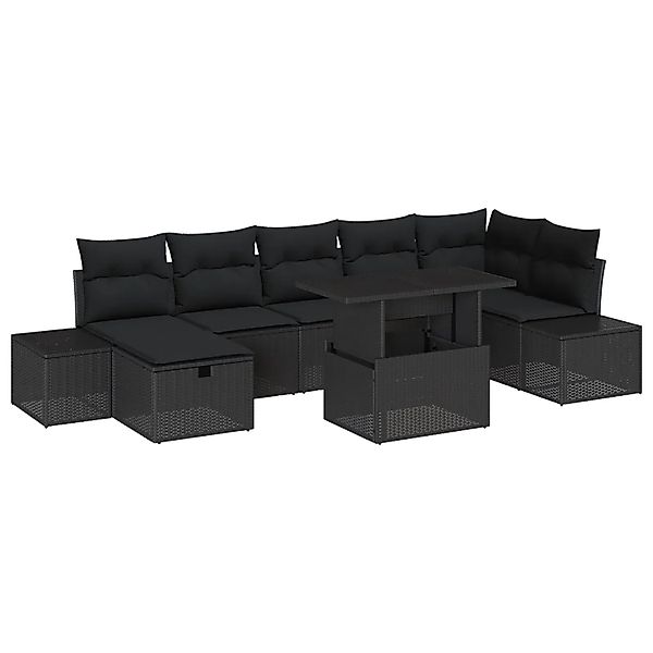 vidaXL Garten-Sofa-Set Höhenverstellbar 8-Tlg Schwarz Poly Rattan 3361222 günstig online kaufen