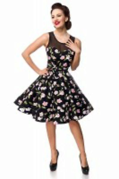 Schulterfreies Swing-Kleid mit Dots - schwarz/rosa günstig online kaufen