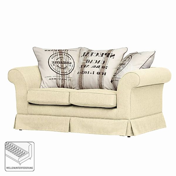 home24 Maison Belfort Sofa Campagne 2-Sitzer Ecru Webstoff 166x71x92 cm (Bx günstig online kaufen