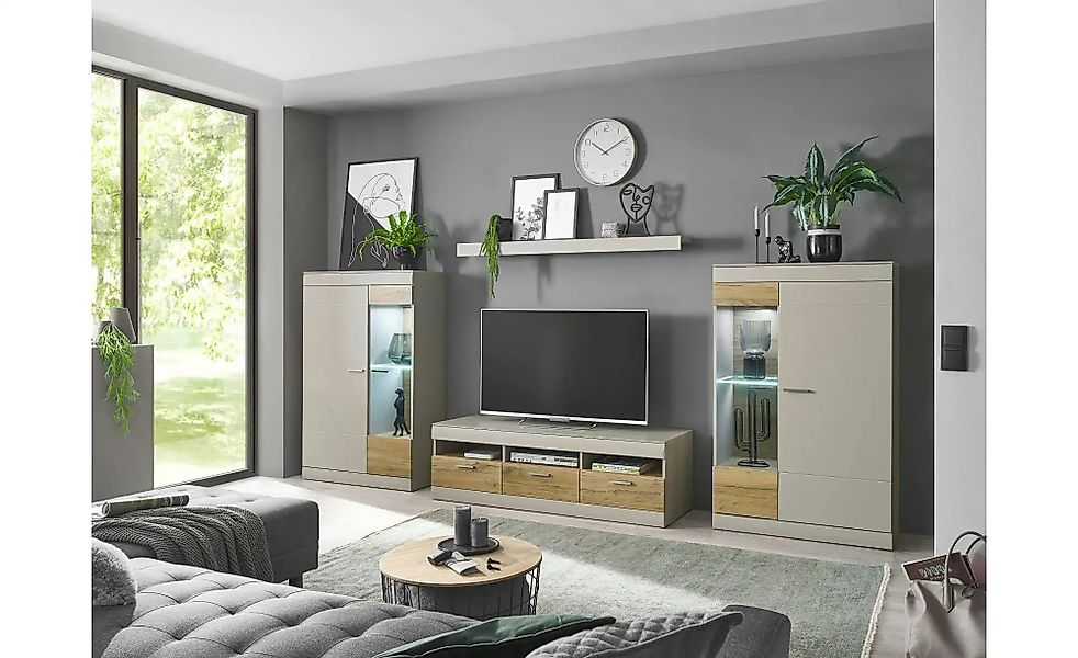 Wohnwand  Siero ¦ grau ¦ Maße (cm): B: 350 H: 45 Kommoden & Sideboards > Wo günstig online kaufen