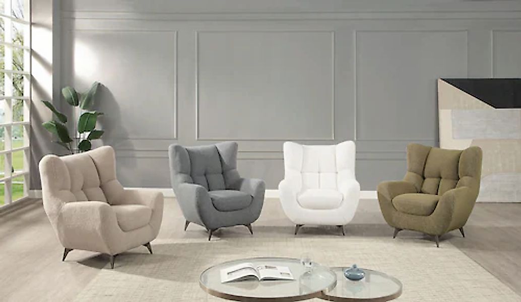 ATLANTIC home collection Sessel »Shawn«, mit Federkern, trendy Bezug mit Te günstig online kaufen
