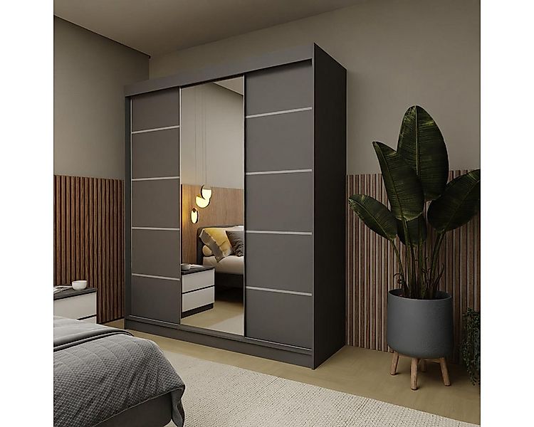 Compleo Schwebetürenschrank 180 cm breit NAPOS, zeitlos Stil, Garderobe mit günstig online kaufen