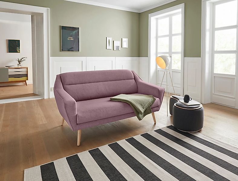 OTTO home 3-Sitzer "Bille" mit Naht im Rückenkissen und Eiche-Beinen, Desig günstig online kaufen