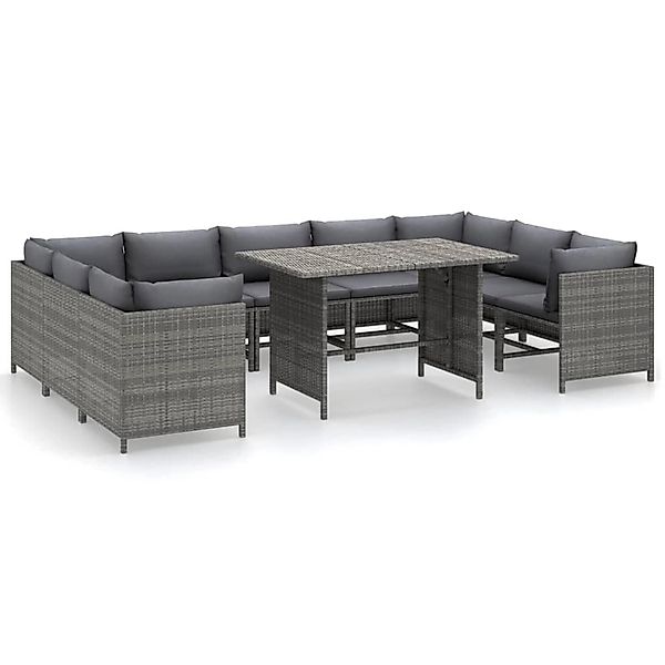 vidaXL Gartenlounge-Set 10-tlg. Garten-Lounge-Set mit Kissen günstig online kaufen
